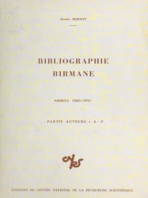 cover image of Bibliographie birmane